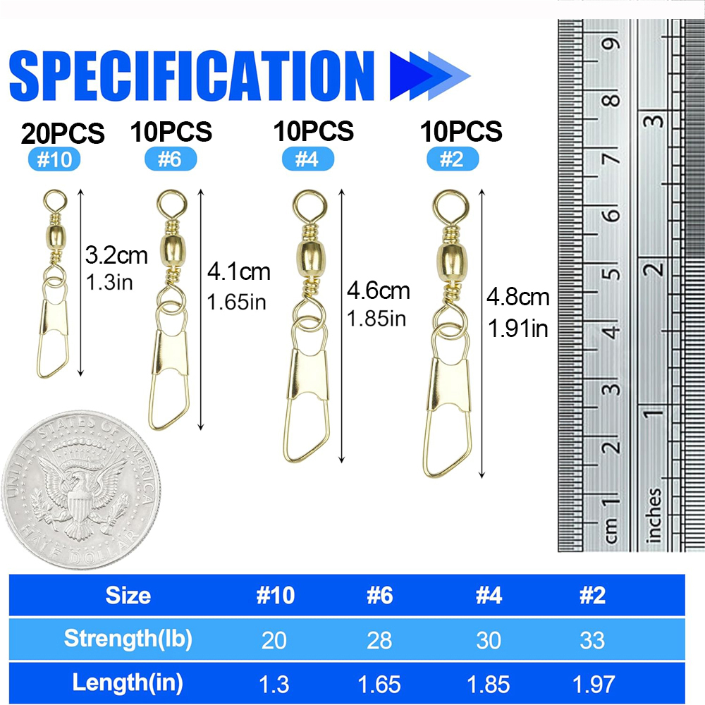50Pcs Gold Fishing Barrel Swiv - огляд і ціна Fishing Equipment Shop