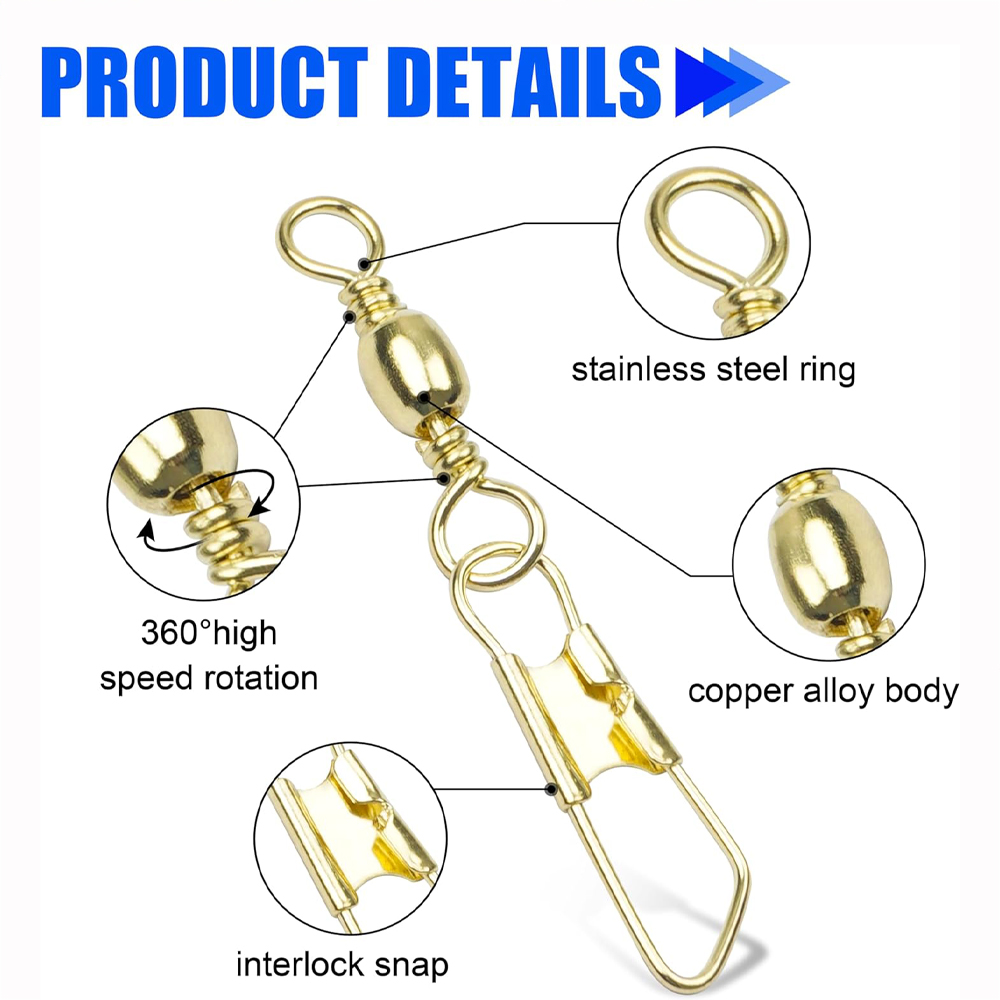 50Pcs Gold Fishing Barrel Swiv - огляд і ціна Fishing Equipment Shop