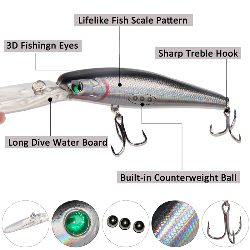 10PCS Minnow Fishing Lure 13.6 - огляд і ціна Fishing Equipment Shop
