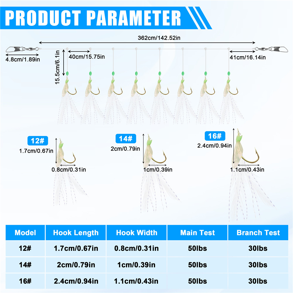24Pcs=3Packs  8 in 1 Feather F - огляд і ціна Fishing Equipment Shop