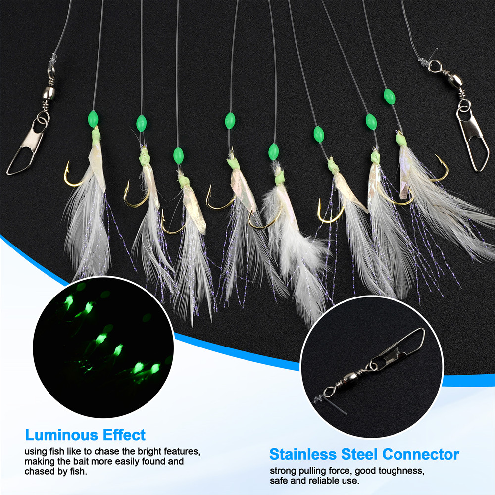 24Pcs=3Packs  8 in 1 Feather F - огляд і ціна Fishing Equipment Shop