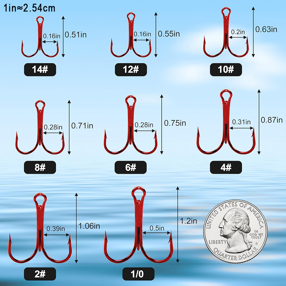 200pcs Red Treble Fishing Hook - огляд і ціна Fishing Equipment Shop
