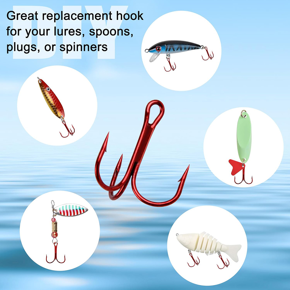 200pcs Red Treble Fishing Hook - огляд і ціна Fishing Equipment Shop