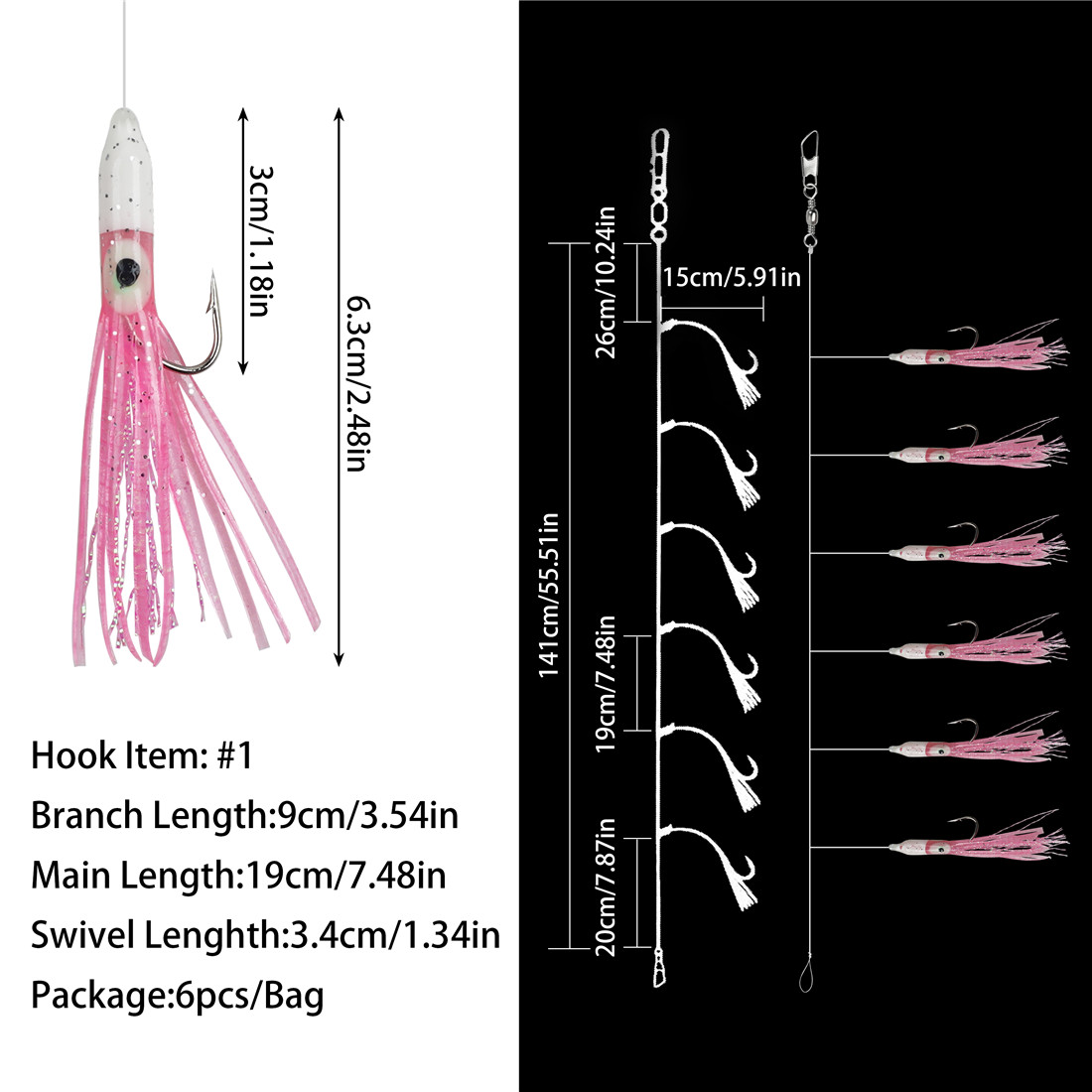 6Packs String Fishing hooks 6- - огляд і ціна Fishing Equipment Shop