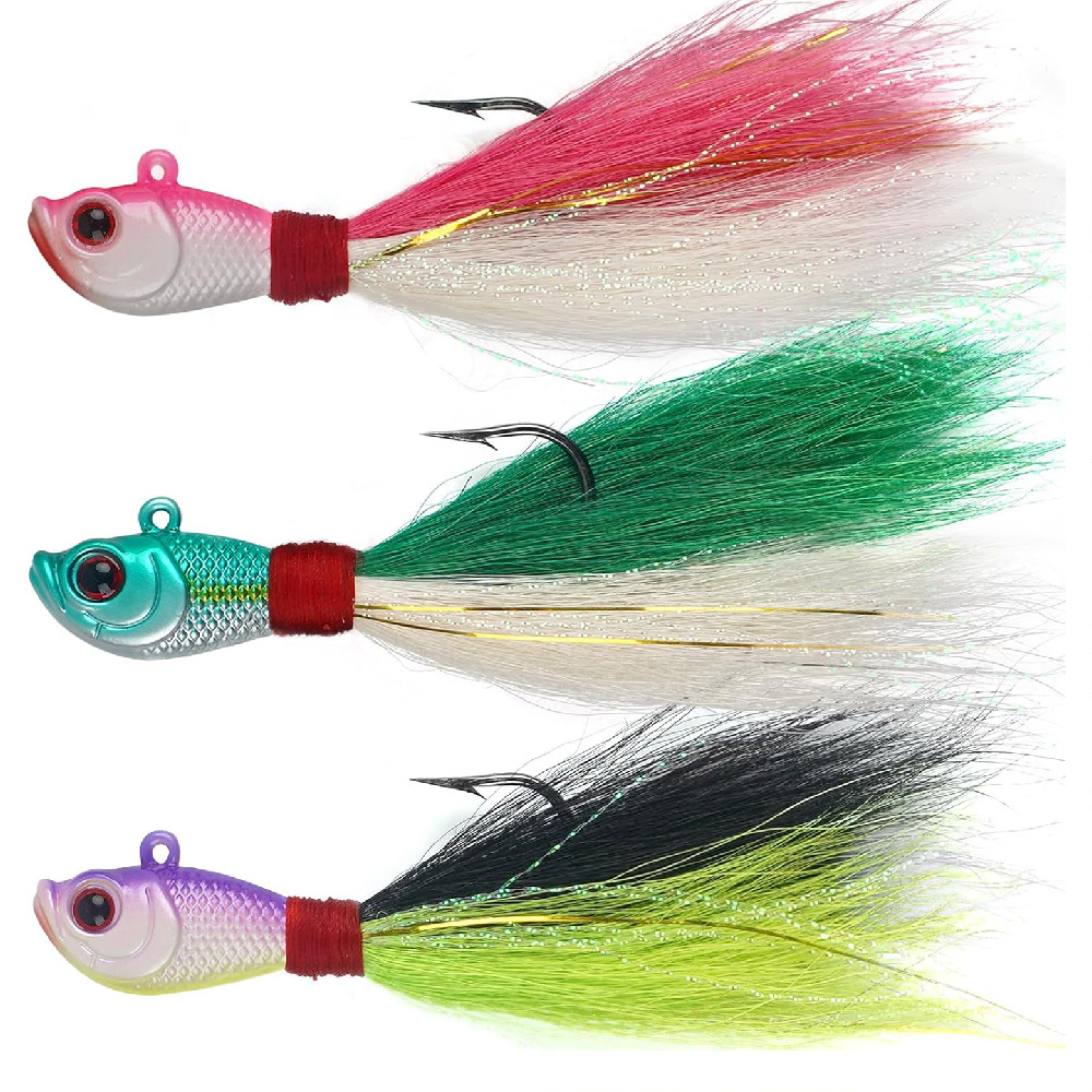 3pcs Bucktail Jigs Saltwater F - огляд і ціна Fishing Equipment Shop