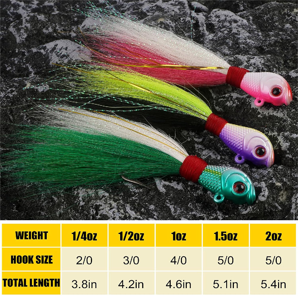 3pcs Bucktail Jigs Saltwater F - огляд і ціна Fishing Equipment Shop