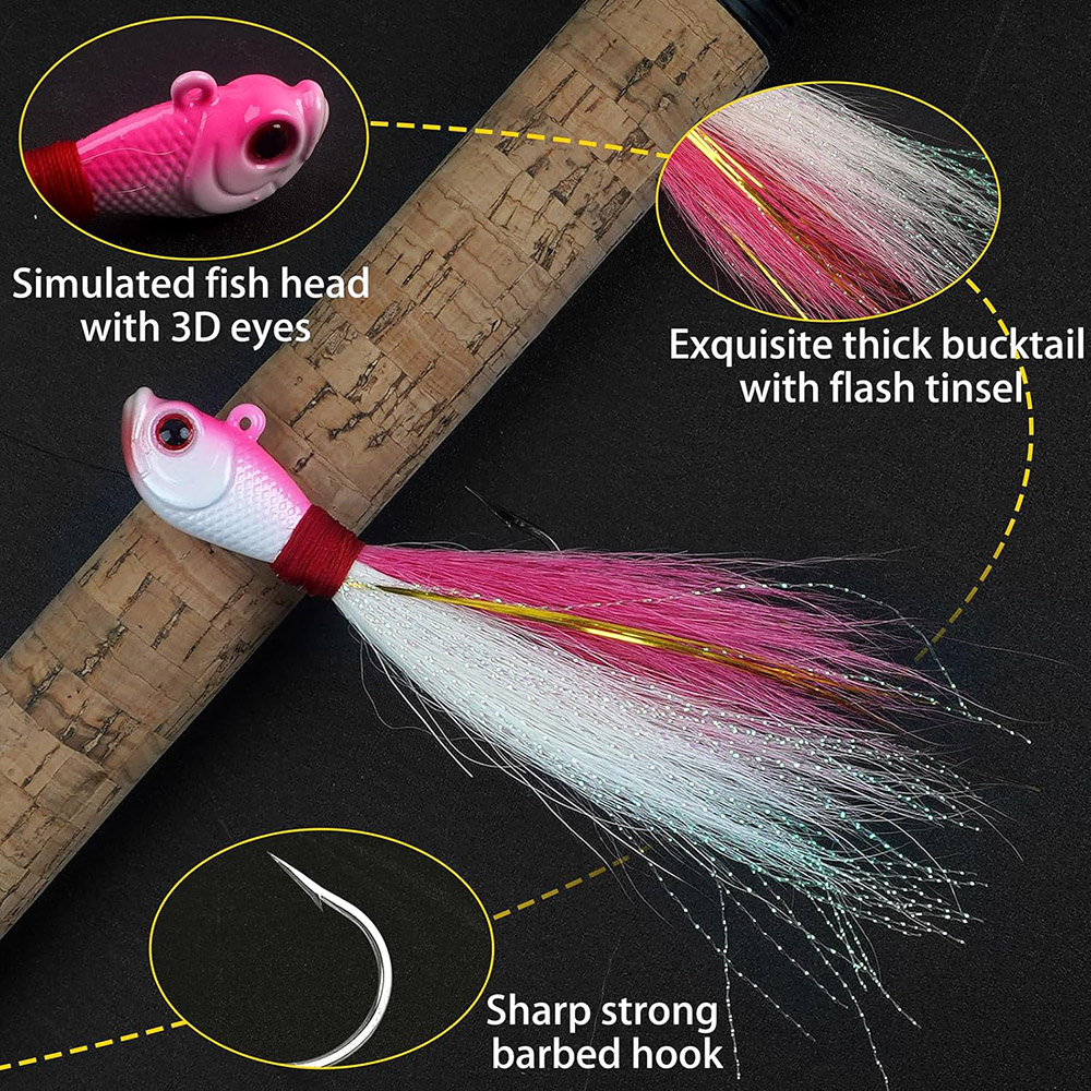 3pcs Bucktail Jigs Saltwater F - огляд і ціна Fishing Equipment Shop