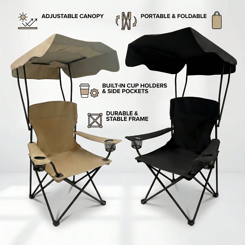 Outdoor Camping Chair With Awn - огляд і ціна Fishing Equipment In