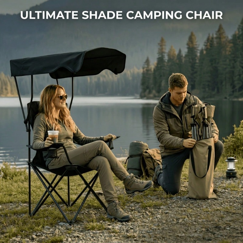 Outdoor Camping Chair With Awn - огляд і ціна Fishing Equipment In